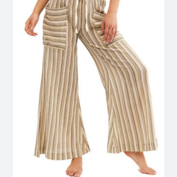 Free People Jones Beach Wide Leg Striped Drawstring Pants XS - Picture 2 of 13